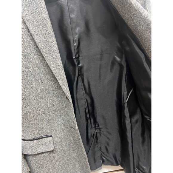 Pendleton Vintage 90's Y2K Gray Chevron Wool Black Faux Leather Trim Professiona - Picture 6 of 8